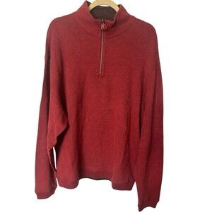 Cremieux Reversible Red Brown 1/4 Zip Long Sleeve Mock Neck Cotton Sweater XL